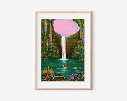 Bali Waterfall Art Print