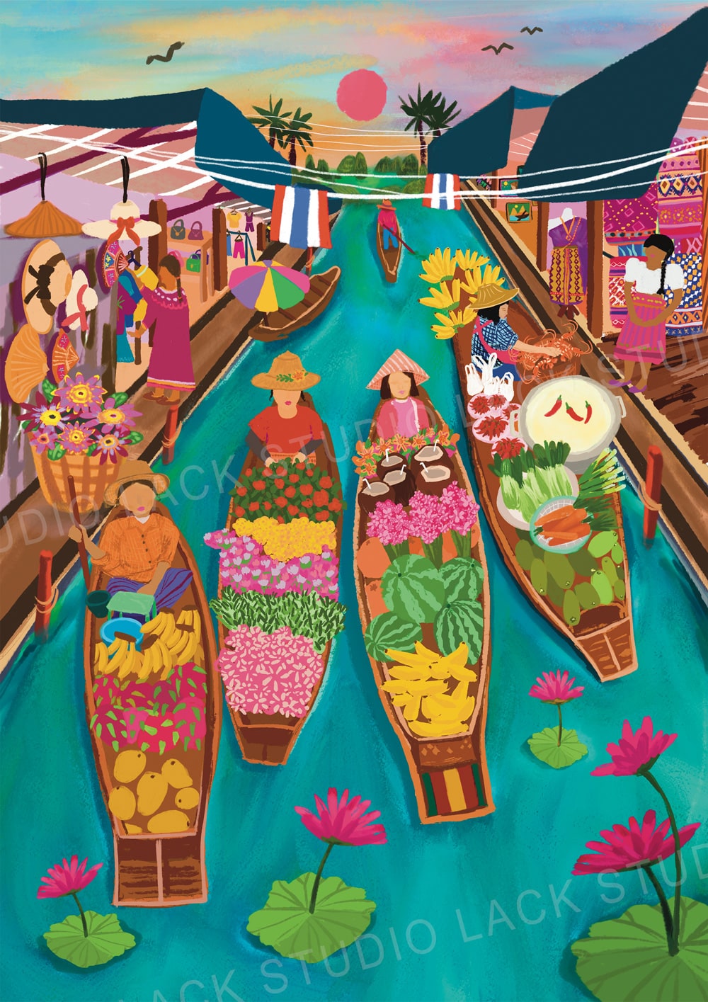 Floating Market Thailand Art Print