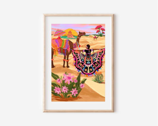 Thar Desert & Kalbelia Dancer Art Print