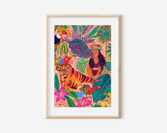 Jungle and Sumatran Tiger Art Print